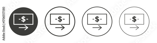 Money transfer icon outline vector. Thin linear logo