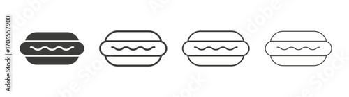 Hot dog icon outline vector. Thin linear logo