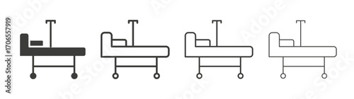 Hospital bed icon outline vector. Thin linear logo
