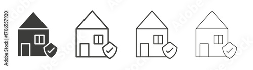 Home insurance icon outline vector. Thin linear logo