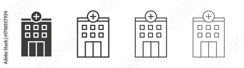 Hospital icon outline vector. Thin linear logo