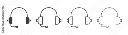 Headphone icon outline vector. Thin linear logo
