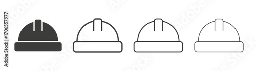 Hard hat icon outline vector. Thin linear logo