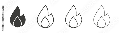 Fire icon outline vector. Thin linear logo