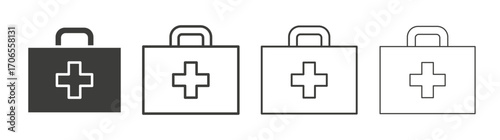 First aid kit icon outline vector. Thin linear logo