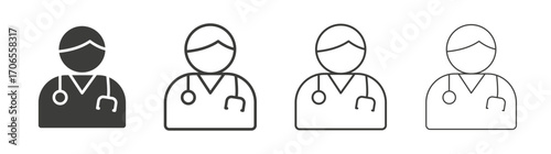 Doctor icon outline vector. Thin linear logo