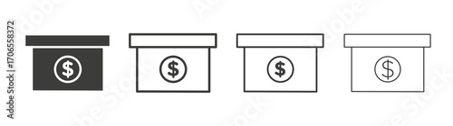 Donation box icon outline vector. Thin linear logo