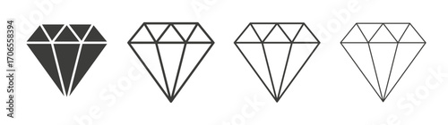 Diamond icon outline vector. Thin linear logo