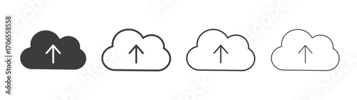 Cloud upload icon outline vector. Thin linear logo