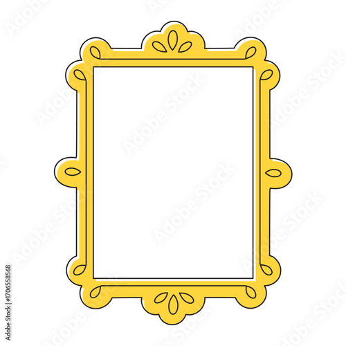 Vertical simple yellow gold ornate frame illustration isolated vector