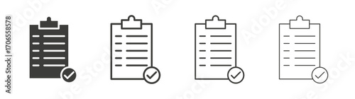 Clipboard check icon outline vector. Thin linear logo