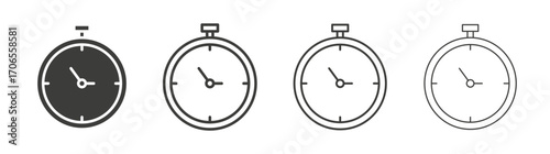 Clock icon outline vector. Thin linear logo