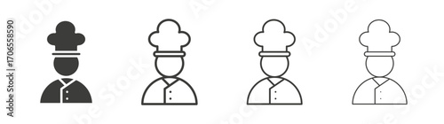 Chef icon outline vector. Thin linear logo