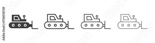 Bulldozer icon outline vector. Thin linear logo