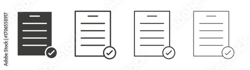 Approved document icon outline vector. Thin linear logo