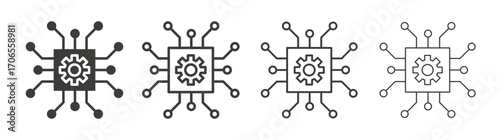 AI chip icon outline vector. Thin linear logo