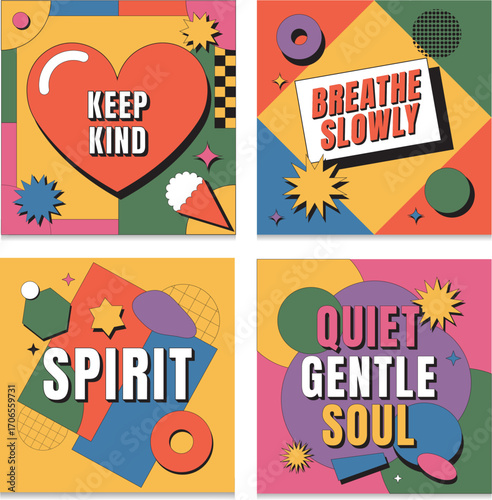 Colorful Pop Art Social Media Post Design with Motivational Quotes