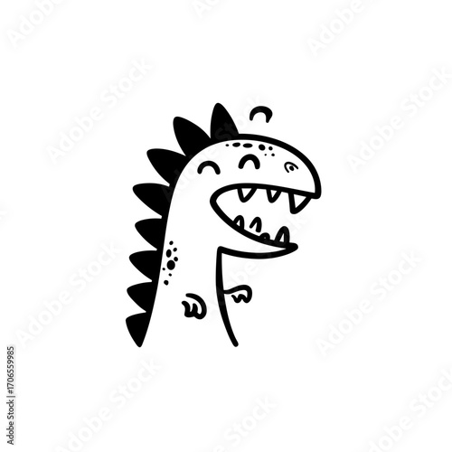 Carnotaurus. Carnotaurus simple black and white line art vector logo