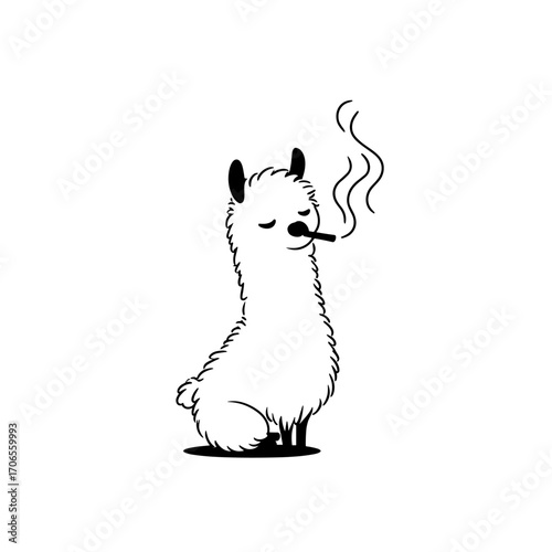 llama. llama simple black and white line art vector logo