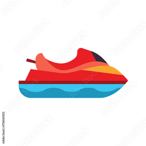 Jet Ski on Water Flat Vector Illustration Artwork