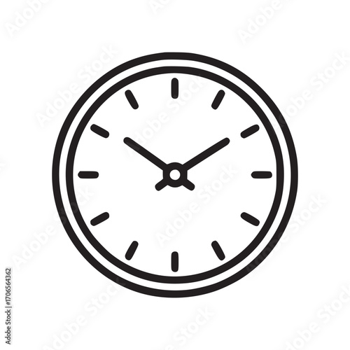 Vector art of clock icon a minimalist line art illustration of a clock face showing the time, perfect for use in user interfaces, infographics, or as a simple time management symbol