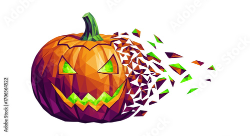 Exploding Jack o lantern Halloween Polygon Art