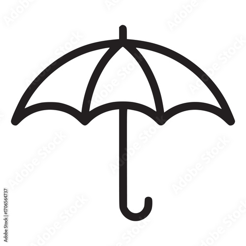 Vector art of umbrella icon this simple and elegant umbrella icon represents protection, safety, and preparedness its clean lines and minimalist design make it ideal for weather apps, insurance websit