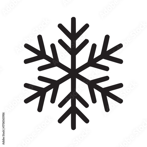 Vector art of a simple line art illustration of a snowflake, , representing winter, cold, or a decorative element with a minimalist design