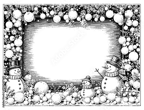 Snowman & Ornament Christmas Frame