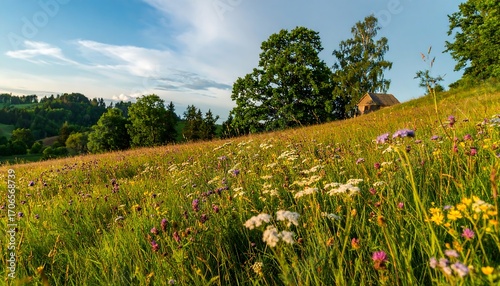 Fototapeta Naklejka Na Ścianę i Meble -  Lush meadow under a summer sky