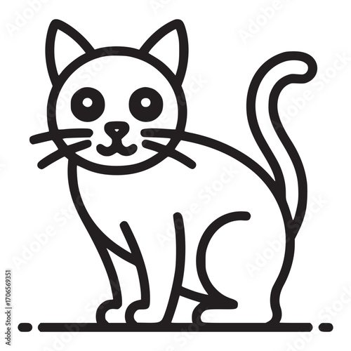 Illustration of a cat the cat is drawn with a simple, clean line style, making it suitable for various design purposes it is a versatile graphic element