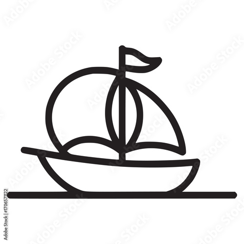 Vector art of simple line art illustration of a sailboat the design features clean, minimalist lines to depict a classic sailing vessel, perfect for nautical themes and graphic designs
