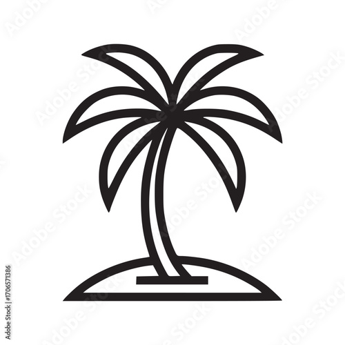 Vector art of palm tree icon simple vector illustration of a palm tree on an island perfect for travel, vacation, or tropical themes clean and modern design for various creative projects