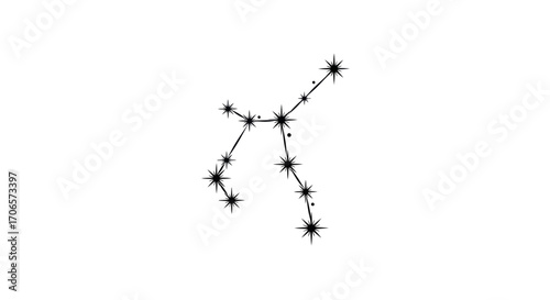 Abstract depiction of a celestial constellation with striking stars and subtle dots