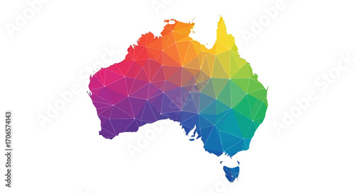 Vibrant Polygonal Map of Australia Rainbow Pride and Diversity