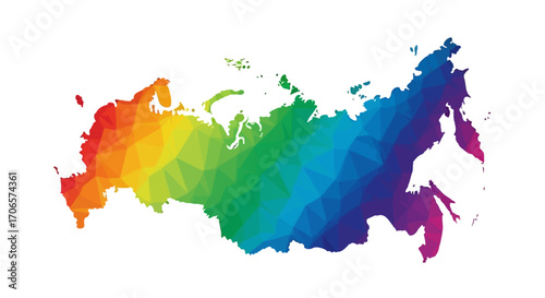 Rainbow Russia Map LGBTQ Pride Geometric Polygon Style