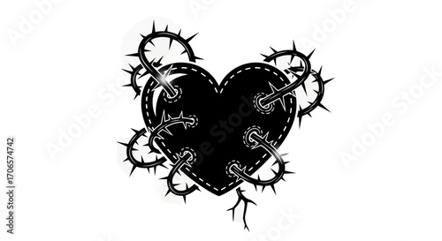 Heart pierced by thorny vines, a visual metaphor for emotional pain and resilience