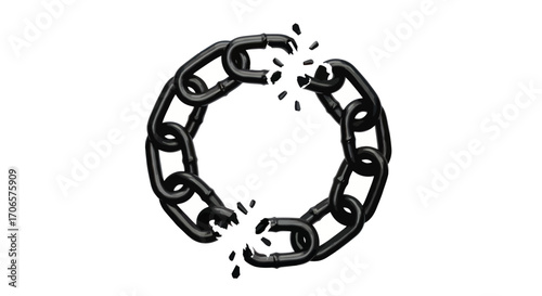 The fragility of the chain, a symbol of liberation, the breaking of imposed restrictions,