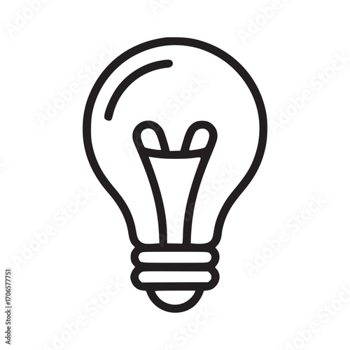 Vector art of a minimalist line art illustration of a light bulb, this simple yet effective design captures the essence of a classic tool, perfect for conveying concepts of construction, repair, and d