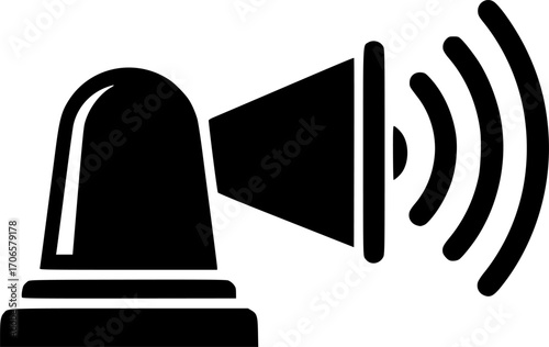 Outline Filled Vector Sign of - emergency siren vector icon . isolated transparent . black outline filled version