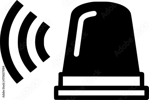 Outline Filled Vector Sign of - emergency siren vector icon . isolated transparent . black outline filled version