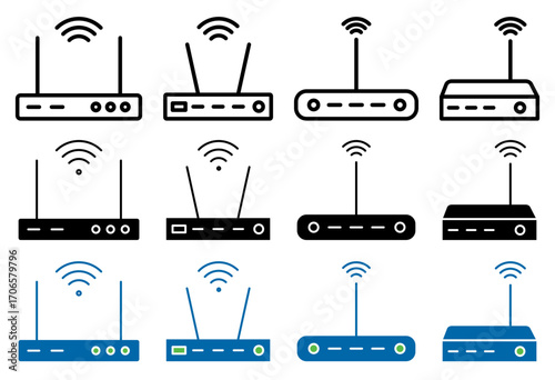 Wifi modem icon glyph and line style pack
