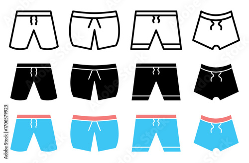 Swim shorts icon glyph and line style pack