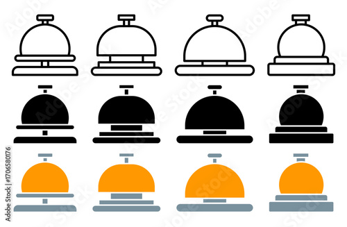 Reception bell icon glyph and line style pack
