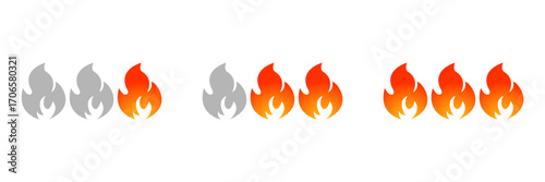 Spicy scale indicator showing heat levels for meals. Vector illustration of chili pepper or hotness meter, perfect for food menus, recipe cards, restaurant design, and culinary projects.