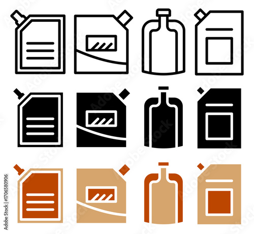 Doy pack pouch icon glyph and line style pack