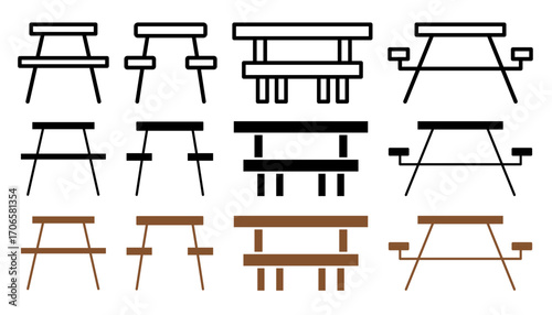 Camping table icon glyph and line style pack