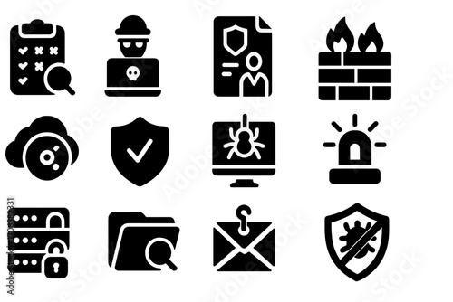 Cybersecurity, protection filled icon set. secure, safety, internet, network icons collection