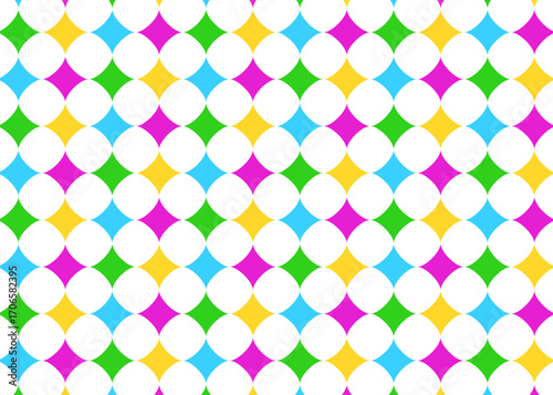Harlequin rhombus seamless pattern with colorful argyle diamond lozenge texture. Vintage joker and Venetian carnival style geometric background for fabric, wallpaper, textile, and decoration.