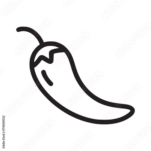 Vector art of minimalist vector illustration of a chili pepper, ideal for representing spiciness, mexican cuisine, or hot sauces in graphic design projects with a clean and modern aesthetic